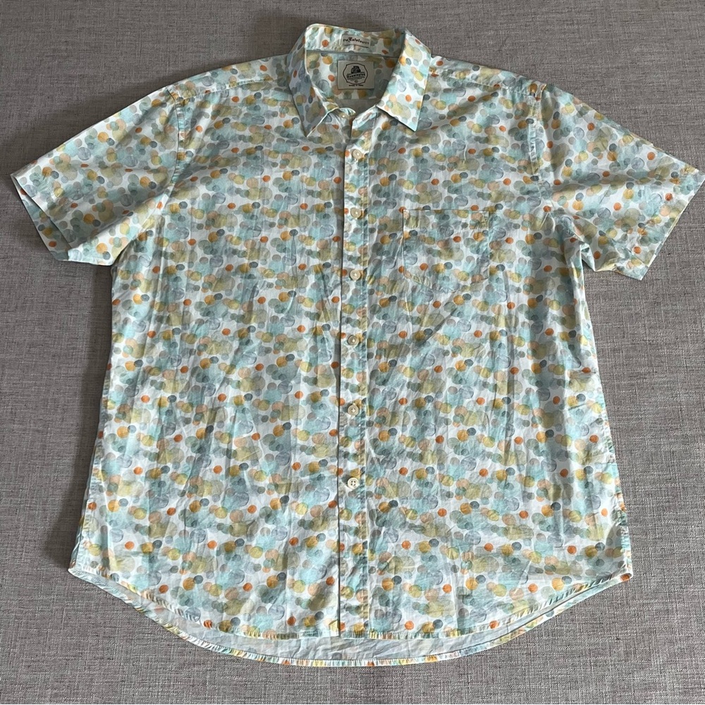 Short Sleeve Shirt Men’s XL Circles Bubbles Abstract Watercolor 100% Cotton Peru
